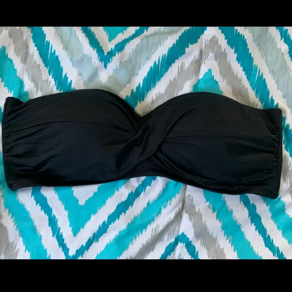 Black Bandeau Strapless Swim Top Size XL